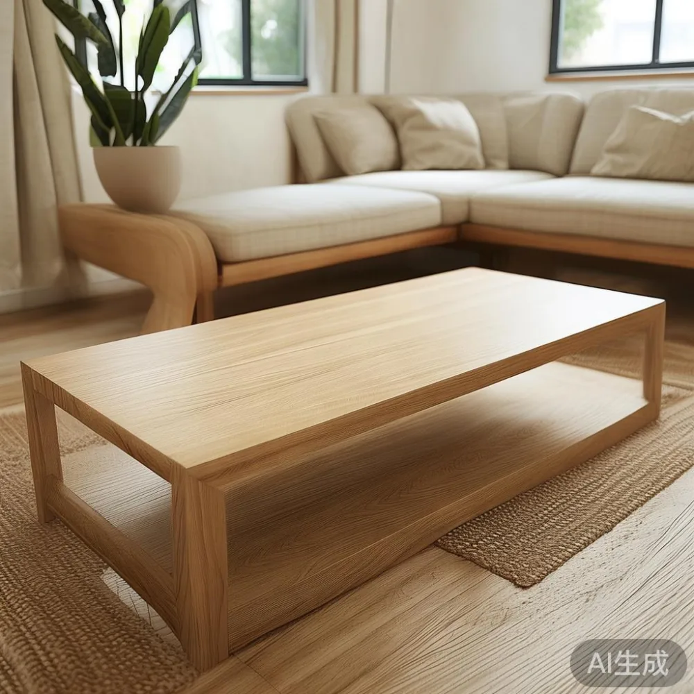 Warm ash solid wood coffee table in a bright HDB living room