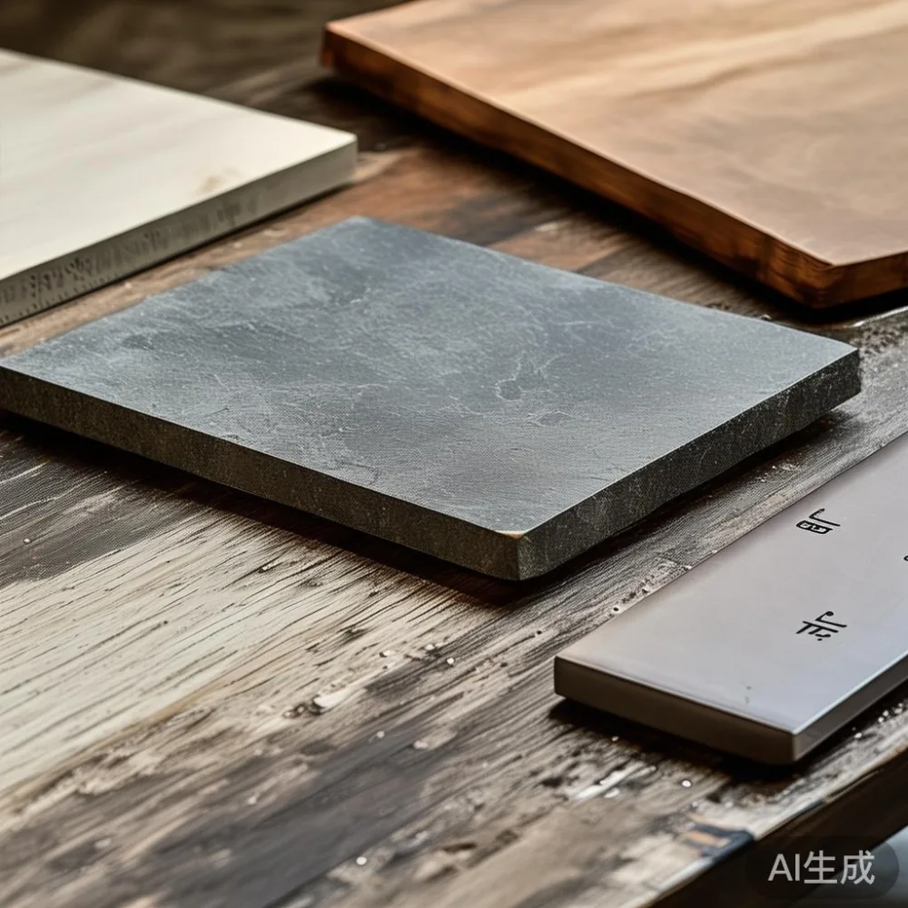 Coffee table material samples with a measuring tape