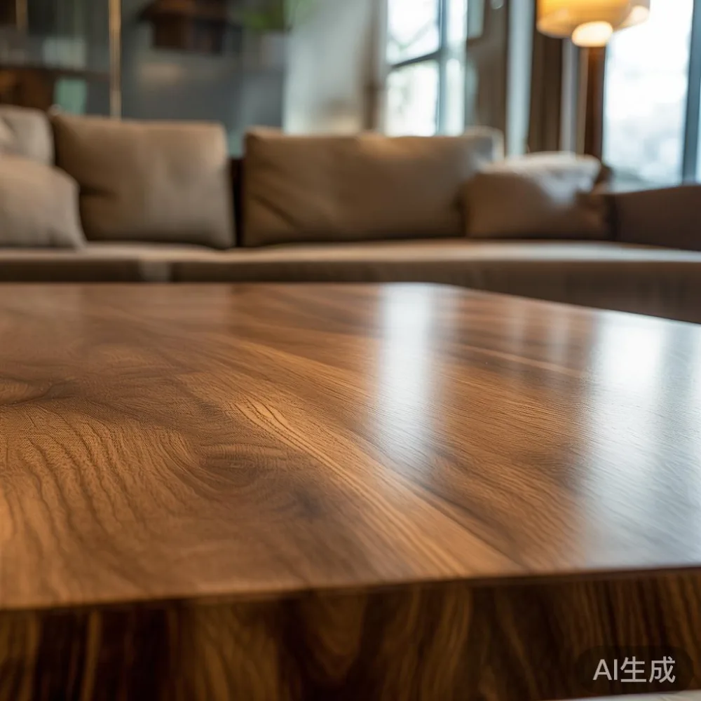 A sleek solid wood coffee table complements a modern Singapore living room