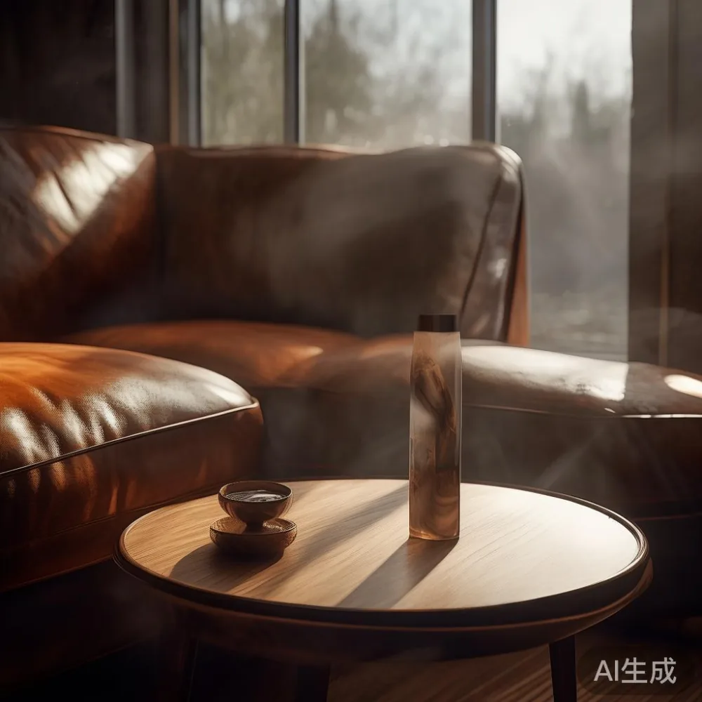 Small space nesting coffee tables beside leather sofa in condo living area