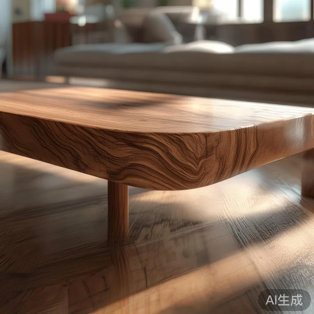 Sleek solid wood coffee table in a modern Singapore living room