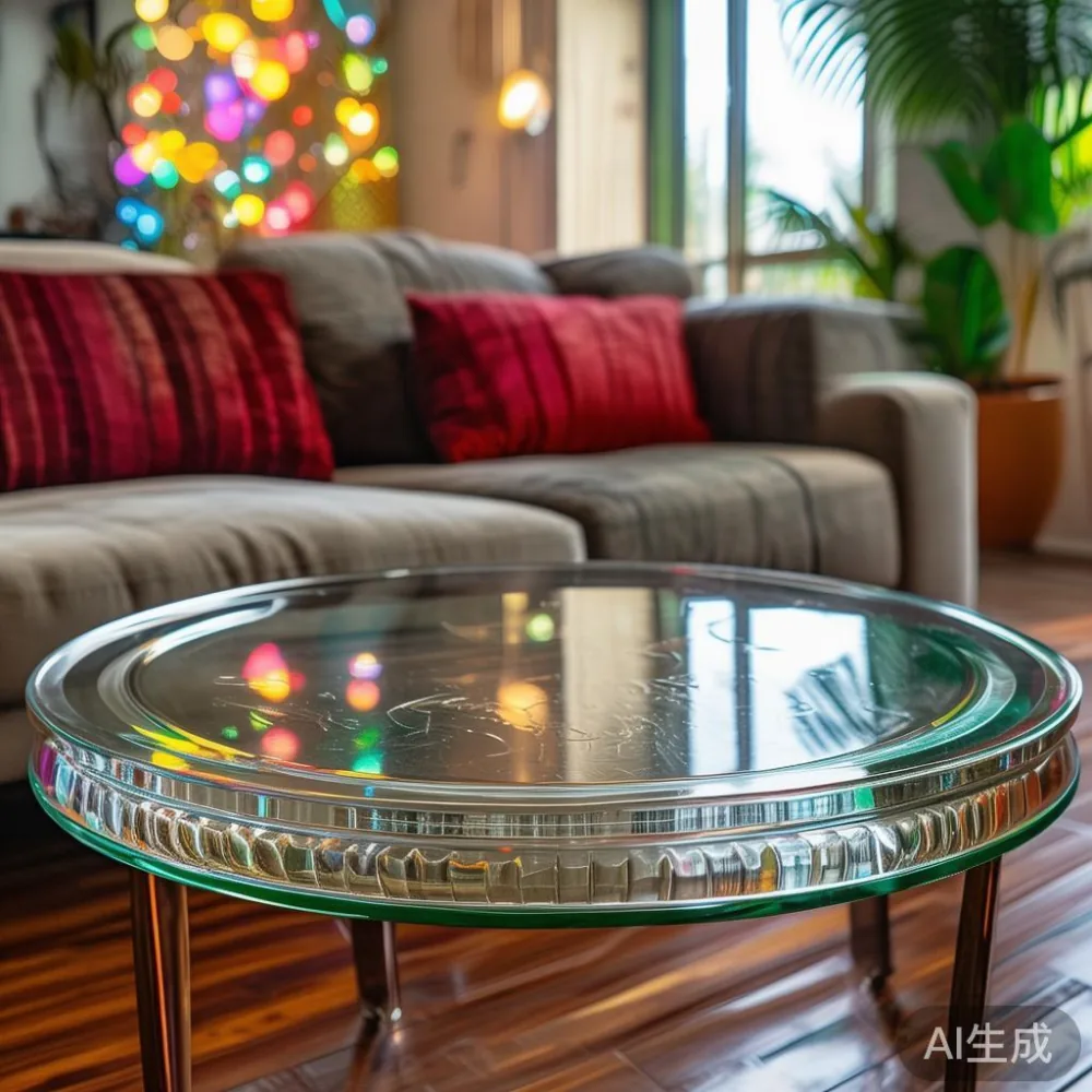 Round glass coffee table in a cozy HDB living room in Singapore