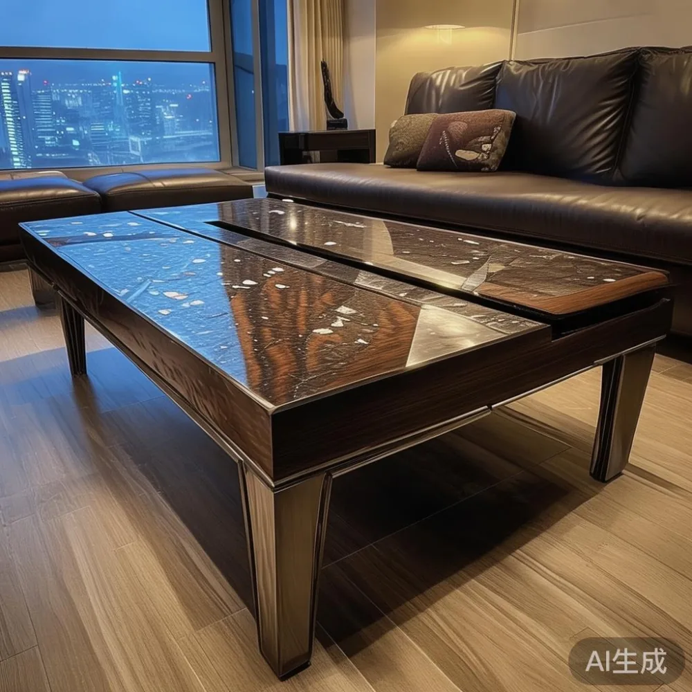 Custom-made coffee table with built-in storage in a Singapore condo