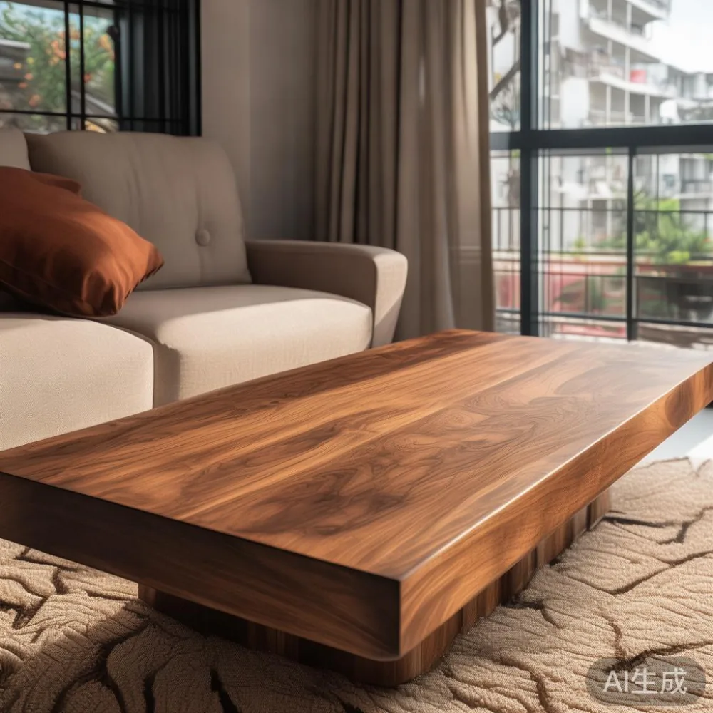 Solid wood coffee table in Singapore HDB living room