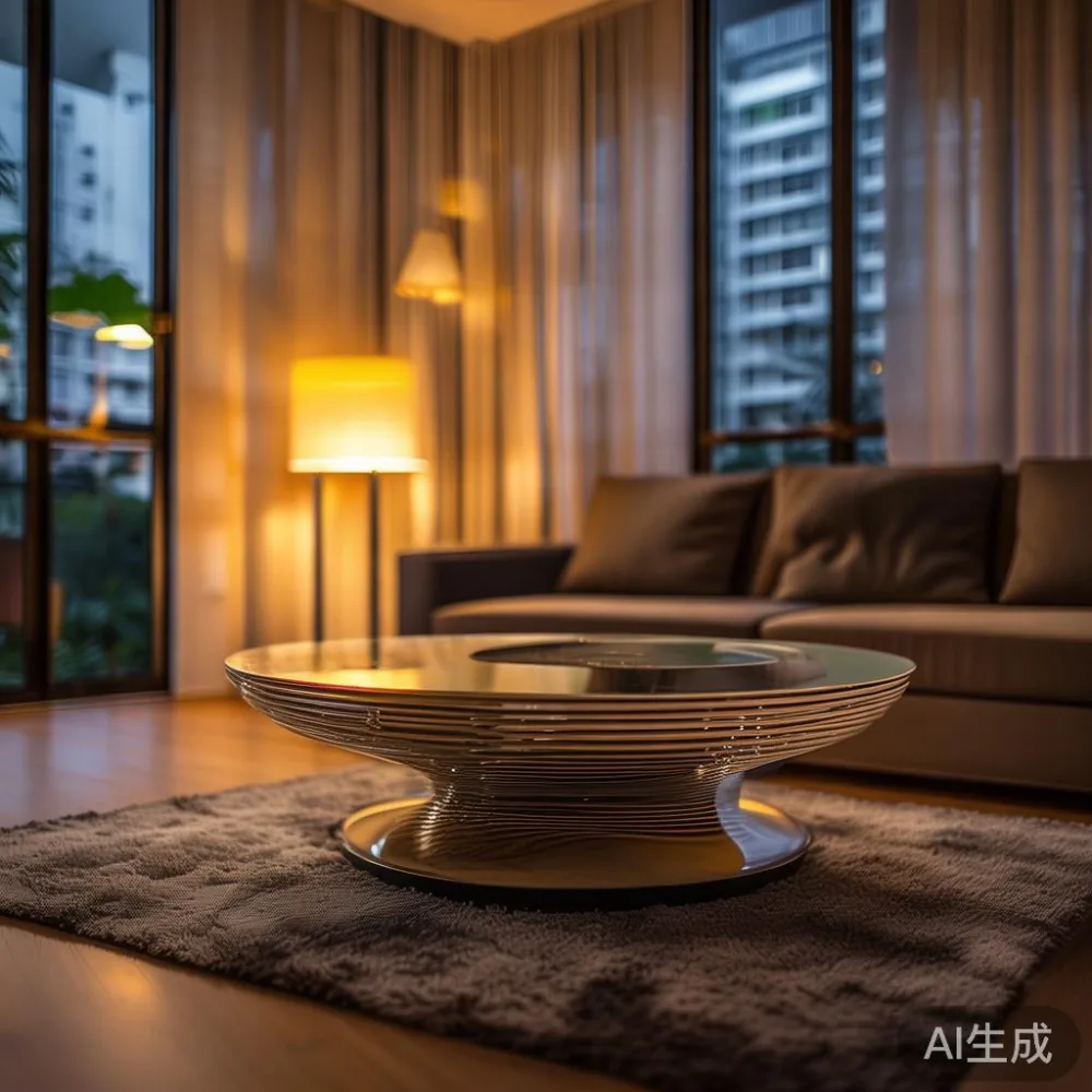 Caring for a Lacquered Surface in a Tropical Climate: A Singapore Home — room setting at dusk with warm lamp light, film 