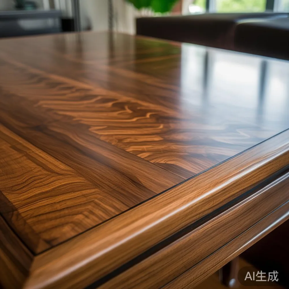 Caring for a Lacquered Surface in a Tropical Climate: A Singapore Home — close-up of the grain and joinery detail, shallo