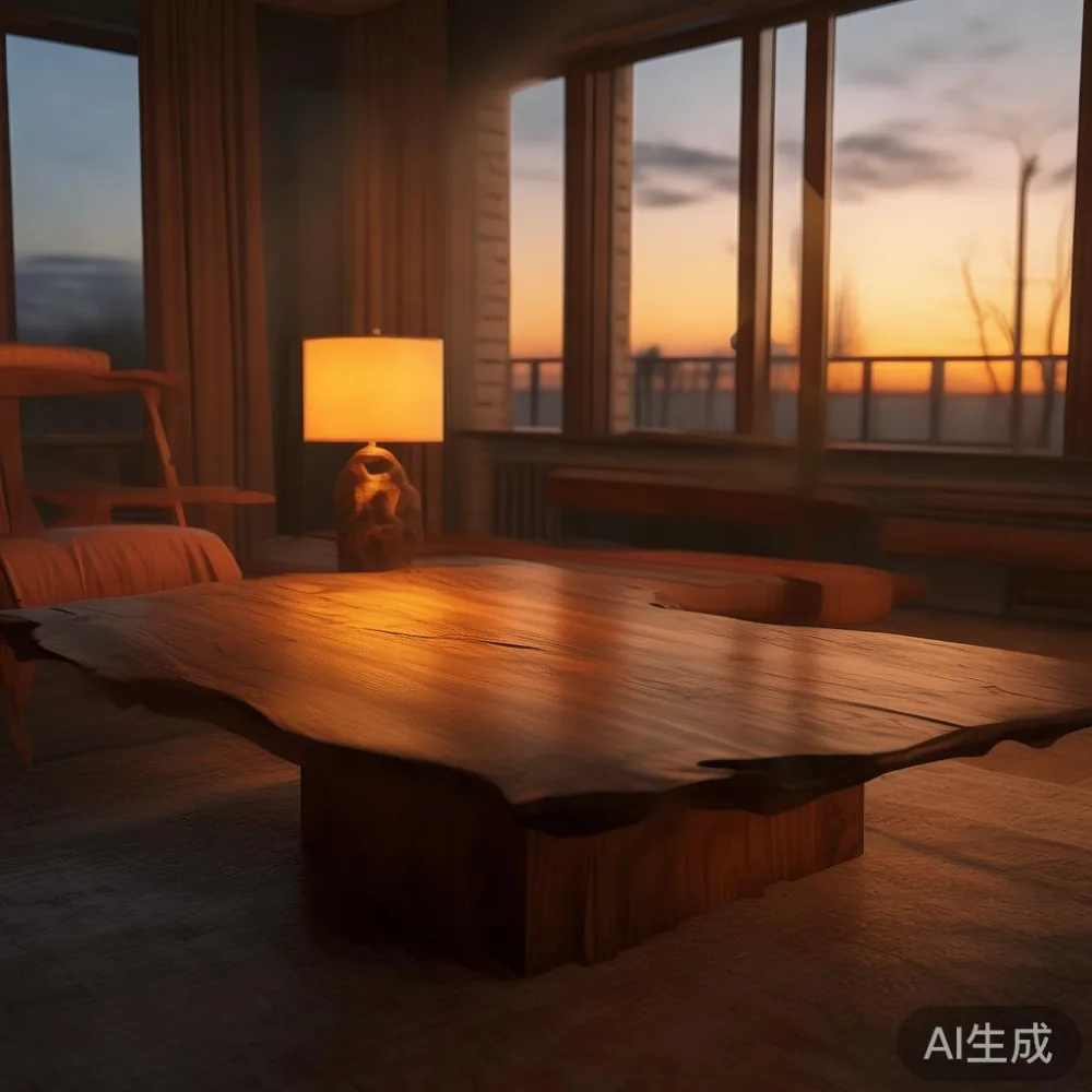 How to Match Solid Wood Furniture to a Warm Minimal Interior (Without  — room setting at dusk with warm lamp light, film 