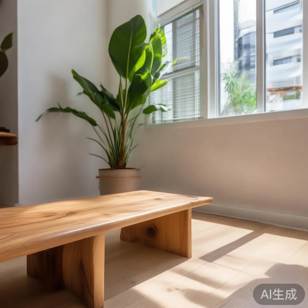 Warm Minimal in a Singapore HDB: How to Match Solid Wood Furniture Wit — corner of a small condo apartment with wooden fl