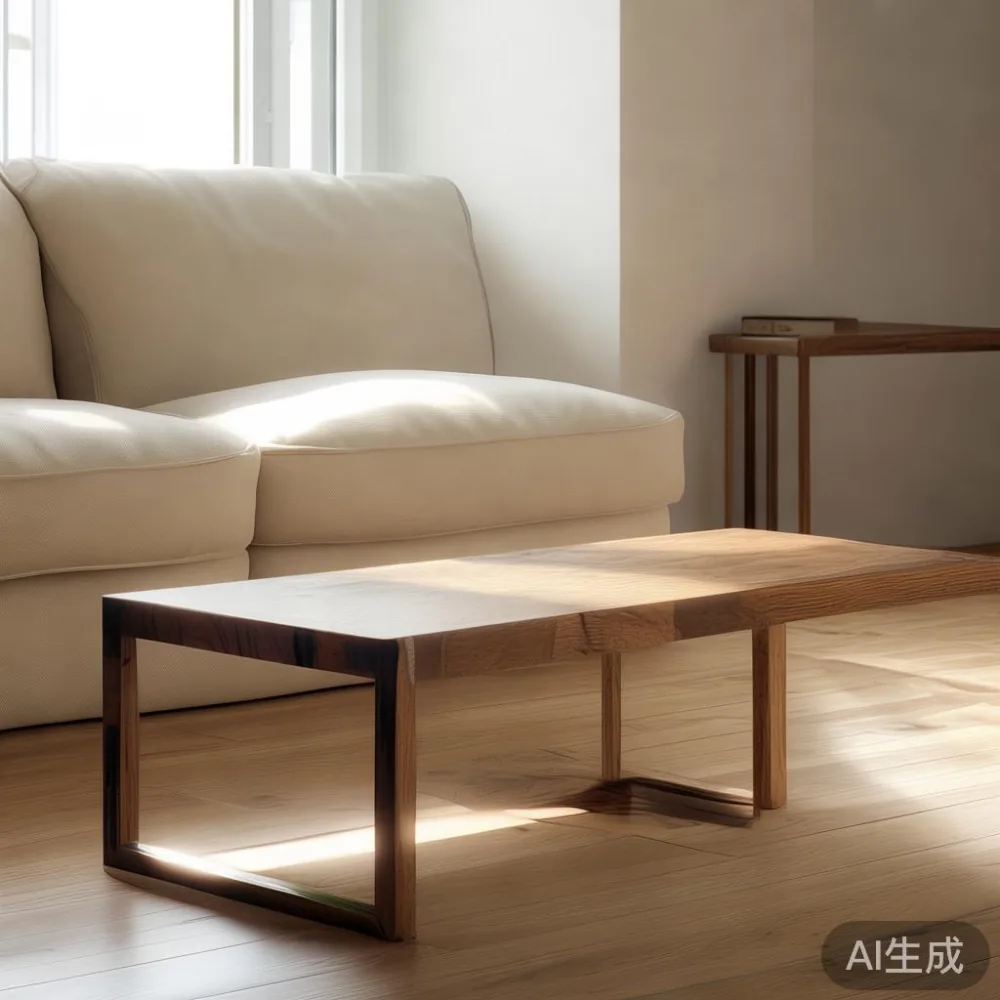 Warm Minimal Living: Matching Solid Wood Furniture to a Warm Minimal I — staged against a plain wall with a linen sofa ne